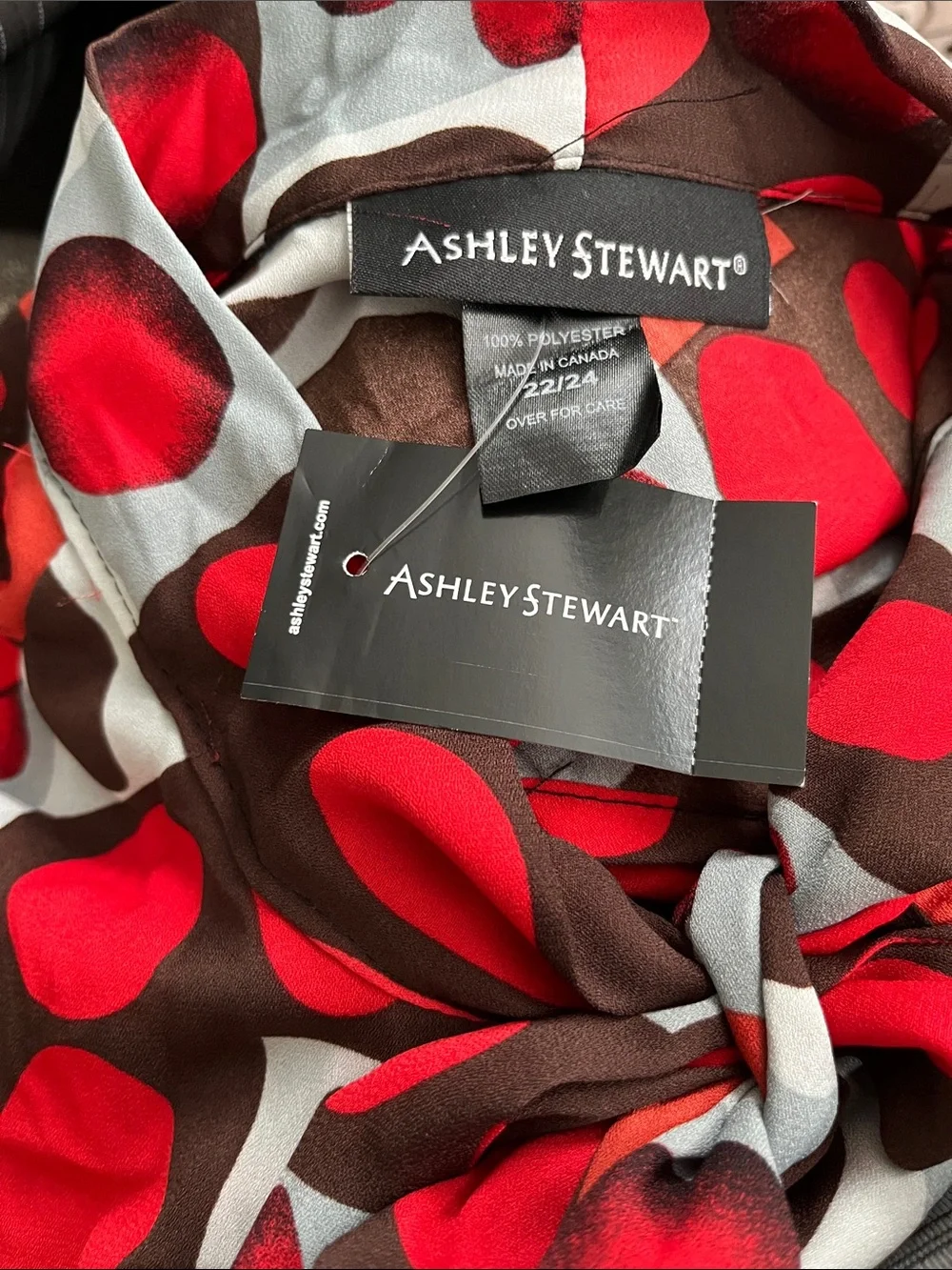 Ashley Stewart Polka Dits silky tunic blouse  22/24